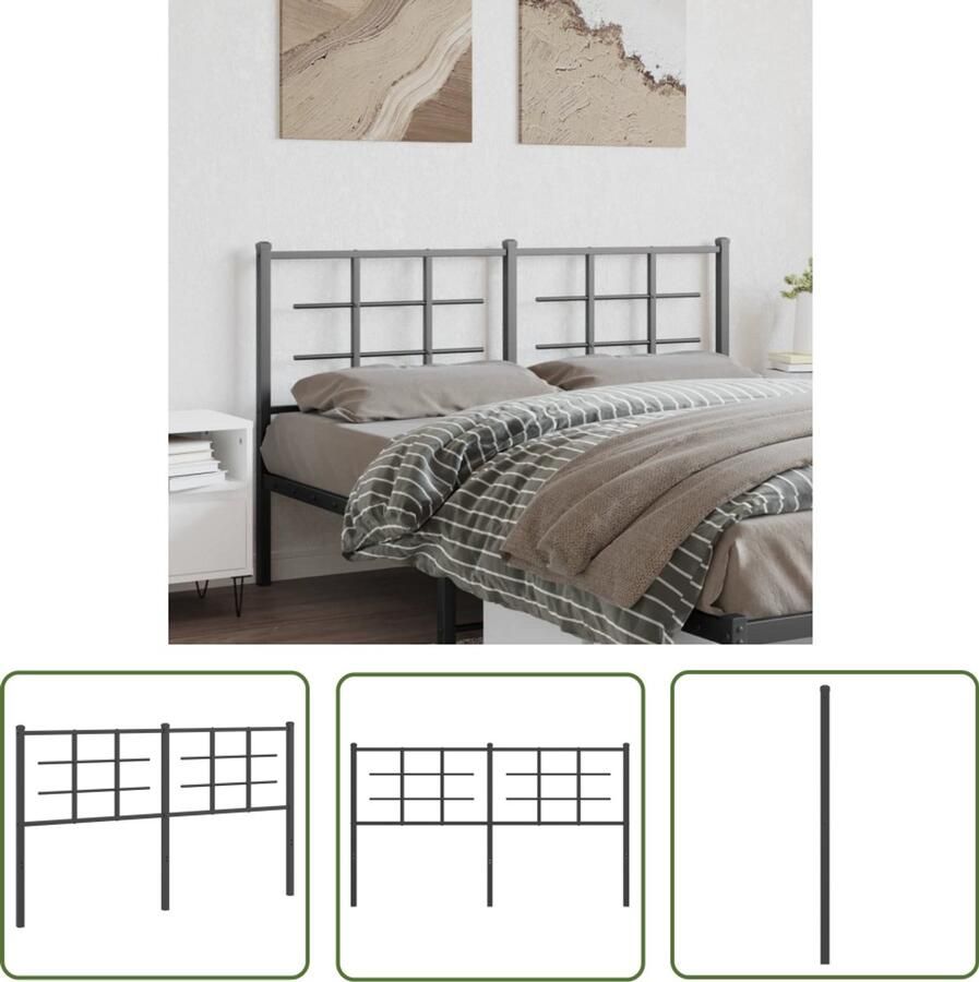VidaXL Hoofdbord Staal Hoofd Bord Hoofdbord 150 cm metaal zwart Zwarte Hoofdbord Metalen Hoofdbord 150 Cm