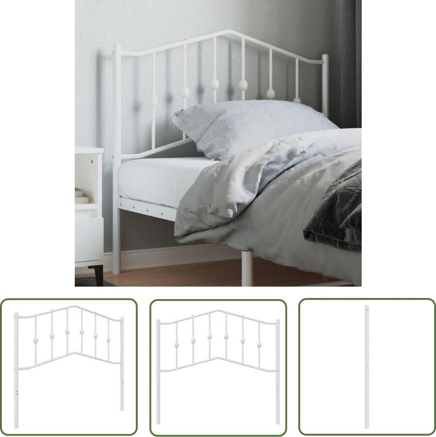VidaXL Hoofdbord Staal Klassieke Hoofdbord 100 cm metaal wit Hoofdbord Wit Bedhoofdbord Hoofdbekleding