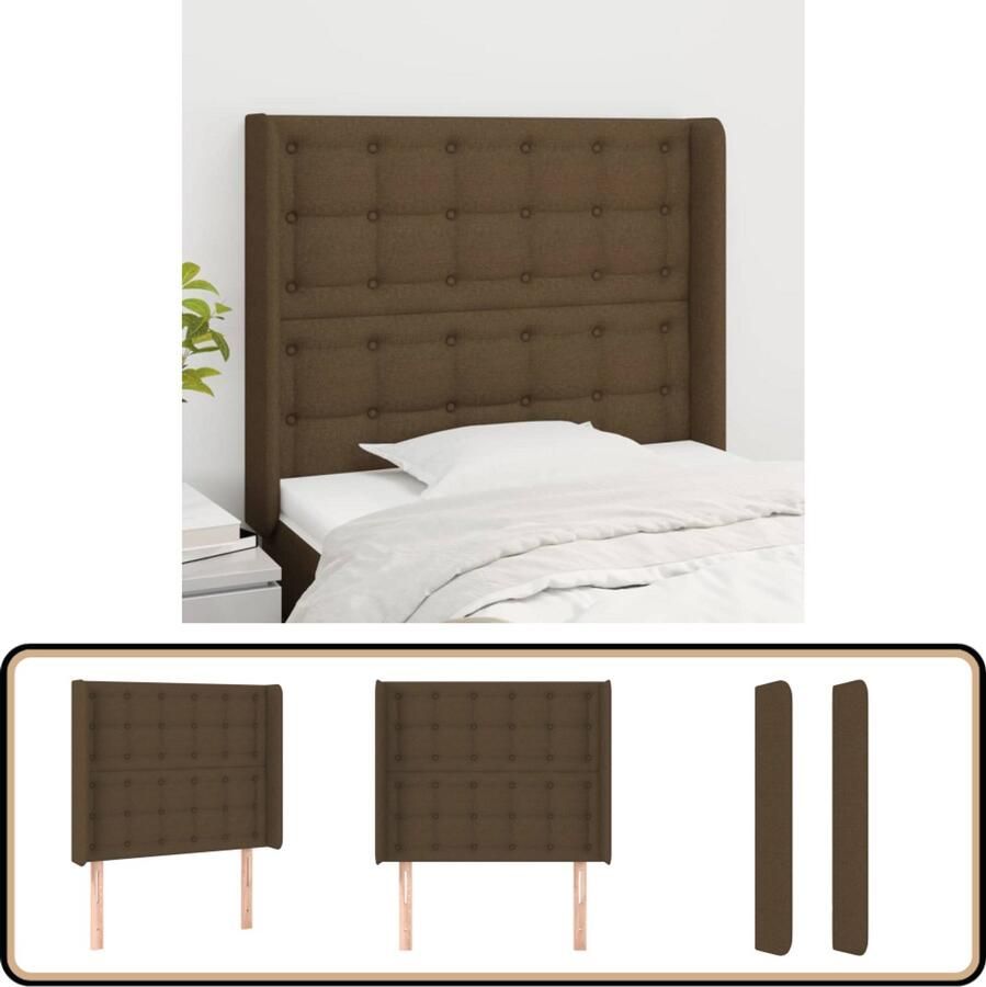 VidaXL Hoofdbord Stof 103x16x118 128 cm Donkerbruin Hoofd Bord Hoofdkussen Beddecoratie Slaap Accessoires Donkere Meubels Stoffen Hoofdborden Rustieke Interieur Landelijke Woonstijl