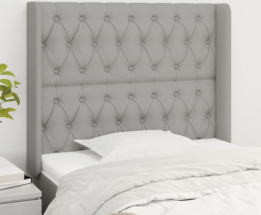 VidaXL Hoofdbord Stof 103x16x118 128 cm Lichtgrijs Hoofd Bord Hoofdeinde Bedbank Slaapkamers Slaapkamerdecoratie Stoffen Hoofdbord Grijs Hoofdbord - Foto 2