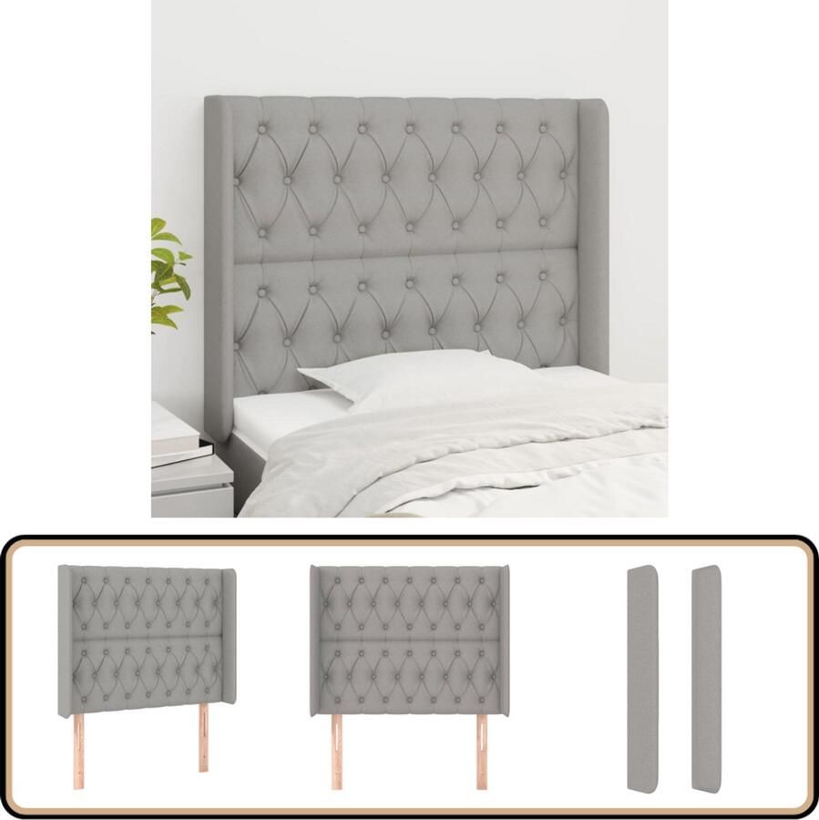 VidaXL Hoofdbord Stof 103x16x118 128 cm Lichtgrijs Hoofd Bord Hoofdeinde Bedbank Slaapkamers Slaapkamerdecoratie Stoffen Hoofdbord Grijs Hoofdbord