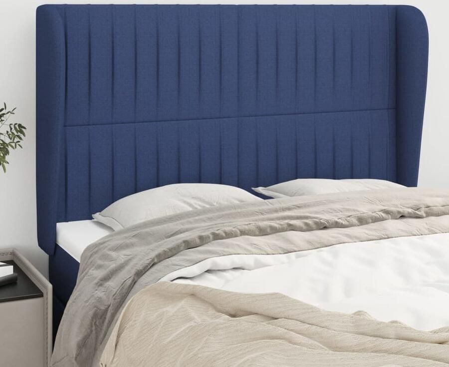 VidaXL Hoofdbord Stof 147x23x118 128 cm Blauw Klassieke Hoofdbord Hoofdboard Bedhoofdbord Slaapkamersdecoratie Blauwwoonkamer Textielbedding Ergonomisch Hoofdbord Leeshoek - Foto 2