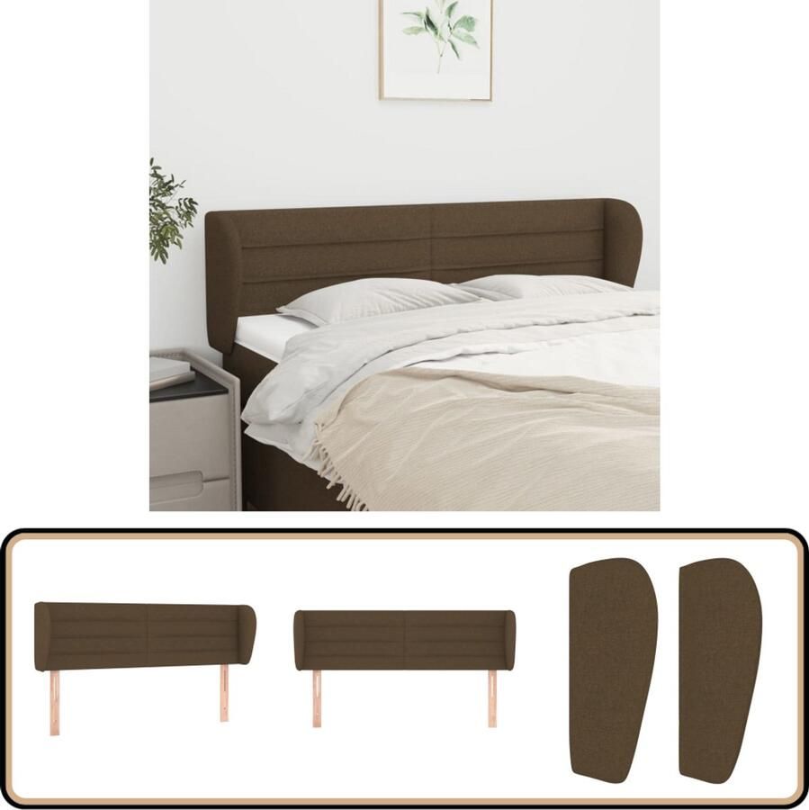 The Living Store Klassiek Hoofdbord Donkerbruin 147 x 23 x 78 88 cm Duurzaam stof Houten poten Verstelbare hoogte Klassieke Hoofdbord Bedhoofdbord Hoofdbord Bruin Stoffen Hoofdbord Adjustable Headboard