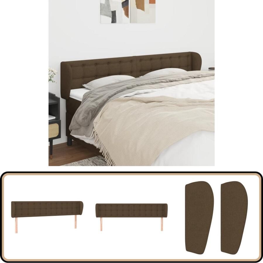 VidaXL Hoofdbord Stof 163x23x78 88 cm Donkerbruin Hoofd Bord Hoofdkussen Beddecoratie Slaap Accessoires Bedroom Decor