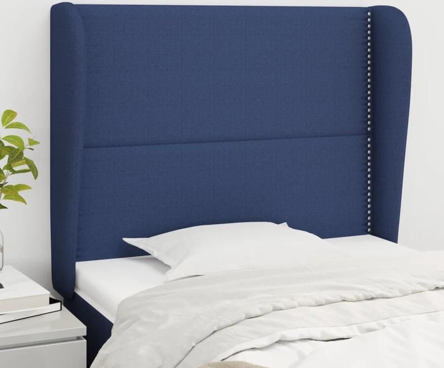 VidaXL Hoofdbord Stof Blauw 103x23x118 128 cm Hoofd Bord Hoofdkussen Beddengoed Slaap Accessoires Kamer Decoratie Blauwe Meubels - Foto 2