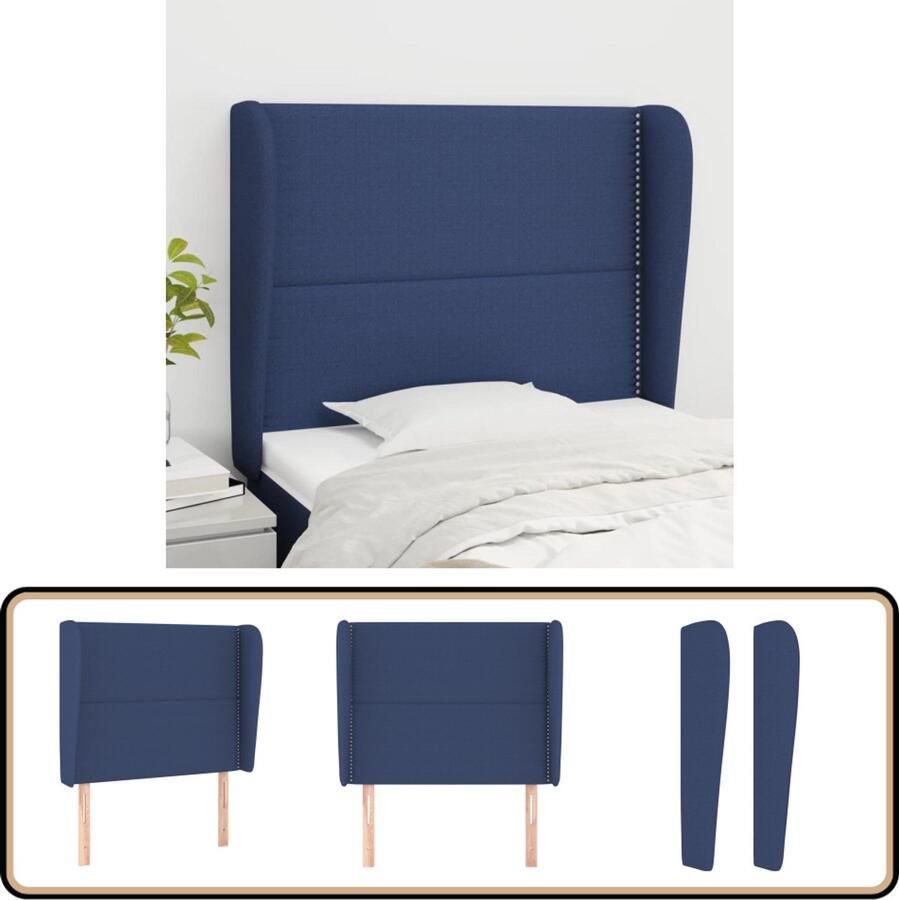 VidaXL Hoofdbord Stof Blauw 103x23x118 128 cm Hoofd Bord Hoofdkussen Beddengoed Slaap Accessoires Kamer Decoratie Blauwe Meubels