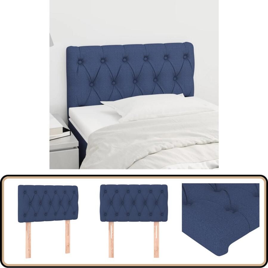 VidaXL Hoofdbord Stof Blauw 80x7x78 88 cm Hoofd Bord Hoofdkussen Beddecoratie Slaap Accessoires Blauwe Kamer