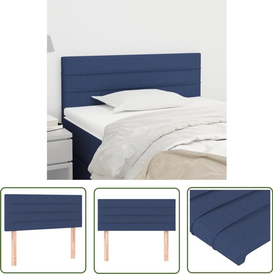 The Living Store Hoofdbord Bedombouw 90 x 5 x 78 88 cm Blauw stof Duurzaam en verstelbaar Hoofd Bord Hoofdkussen Beddecoratie Slaapcomfort Blauwdruk