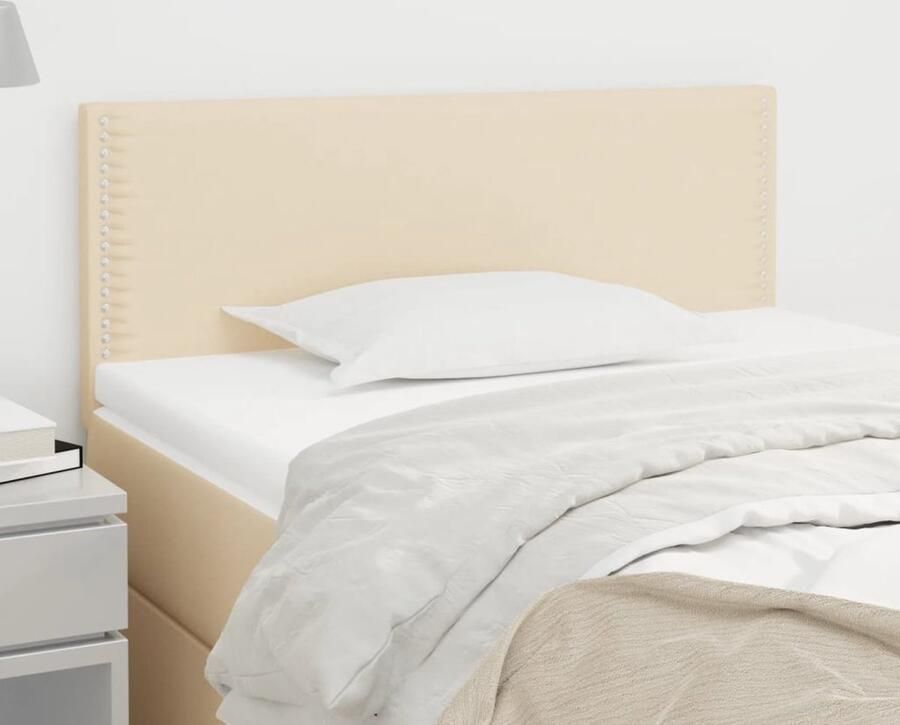 VidaXL Hoofdbord Stof Crème 90x5x78 88 cm Hoofd Bord Slaapkamers Hoofdkussen Stoffen Hoofdborden Creme Kleur Luxe Bed Accessoires - Foto 2