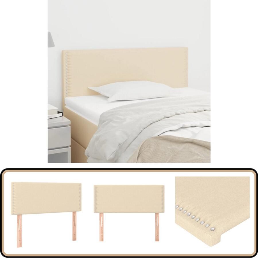 VidaXL Hoofdbord Stof Crème 90x5x78 88 cm Hoofd Bord Slaapkamers Hoofdkussen Stoffen Hoofdborden Creme Kleur Luxe Bed Accessoires