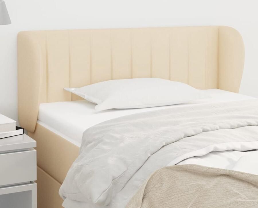 VidaXL Hoofdbord Stof Crèmekleurig 83x23x78 88 cm Klassieke Hoofdbord Bedhoofd Creme Kleur Stoffen Hoofdbord Comfortabel Hoofdbord Leeshoek Tv Hoek - Foto 2