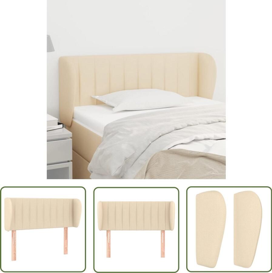 VidaXL Hoofdbord Stof Crèmekleurig 83x23x78 88 cm Klassieke Hoofdbord Bedhoofd Creme Kleur Stoffen Hoofdbord Comfortabel Hoofdbord Leeshoek Tv Hoek