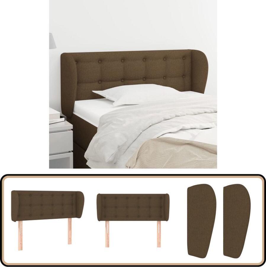 VidaXL Hoofdbord Stof Donkerbruin 103x23x78 88 cm Hoofd Bord Hoofdkussen Beddecoratie Klassiek Hoofdbord Bruine Hoofdborden Stoffen Hoofdborden Adjustable Headboard