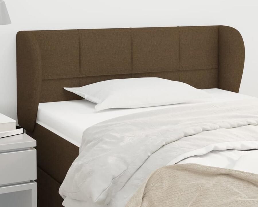 VidaXL Hoofdbord stof donkerbruin 93x23x78 88 cm Hoofd Bord Hoofdkussen Bed Accessoires Slaap Kamer Decoratie Donkere Meubels Bruine Meubels - Foto 2
