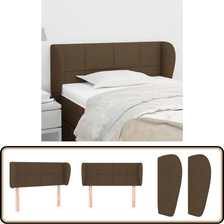 VidaXL Hoofdbord stof donkerbruin 93x23x78 88 cm Hoofd Bord Hoofdkussen Bed Accessoires Slaap Kamer Decoratie Donkere Meubels Bruine Meubels