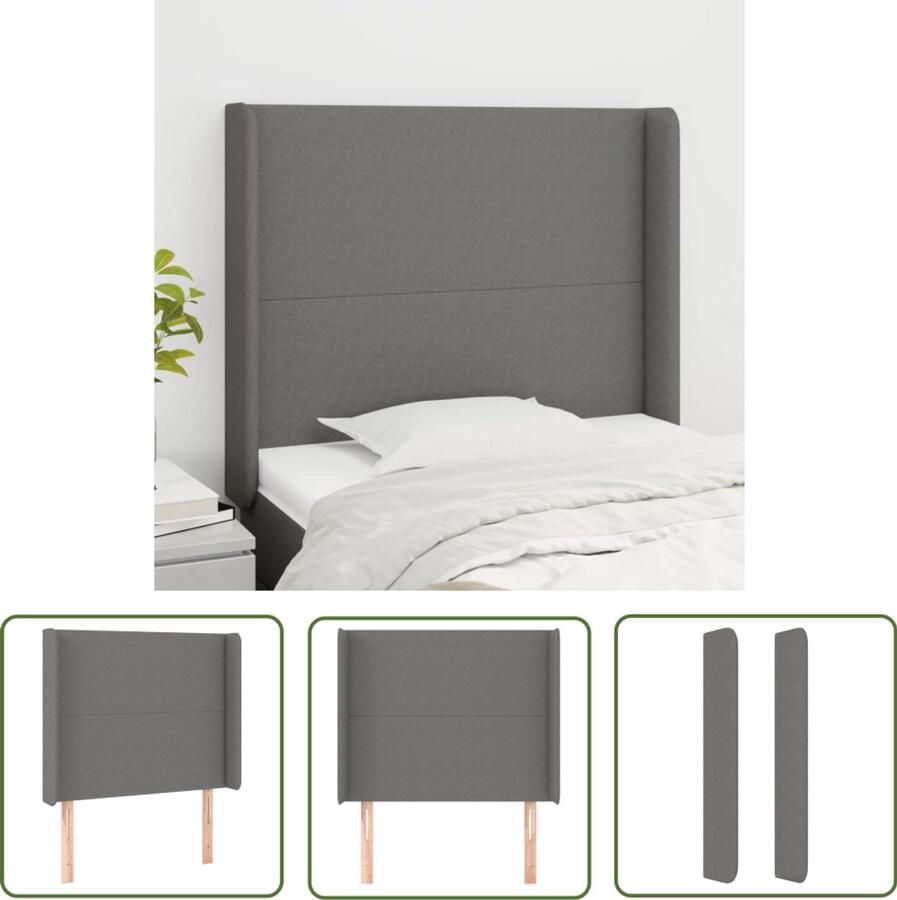 VidaXL Hoofdbord Stof Donkergrijs 93x16x128 cm Hoofd Bord Hoofdkussen Beddecoratie Grijs Hoofdbord Stoffen Hoofdbord Modern Hoofdbord Klassiek Hoofdbord Verhogen Bed Leeshoek