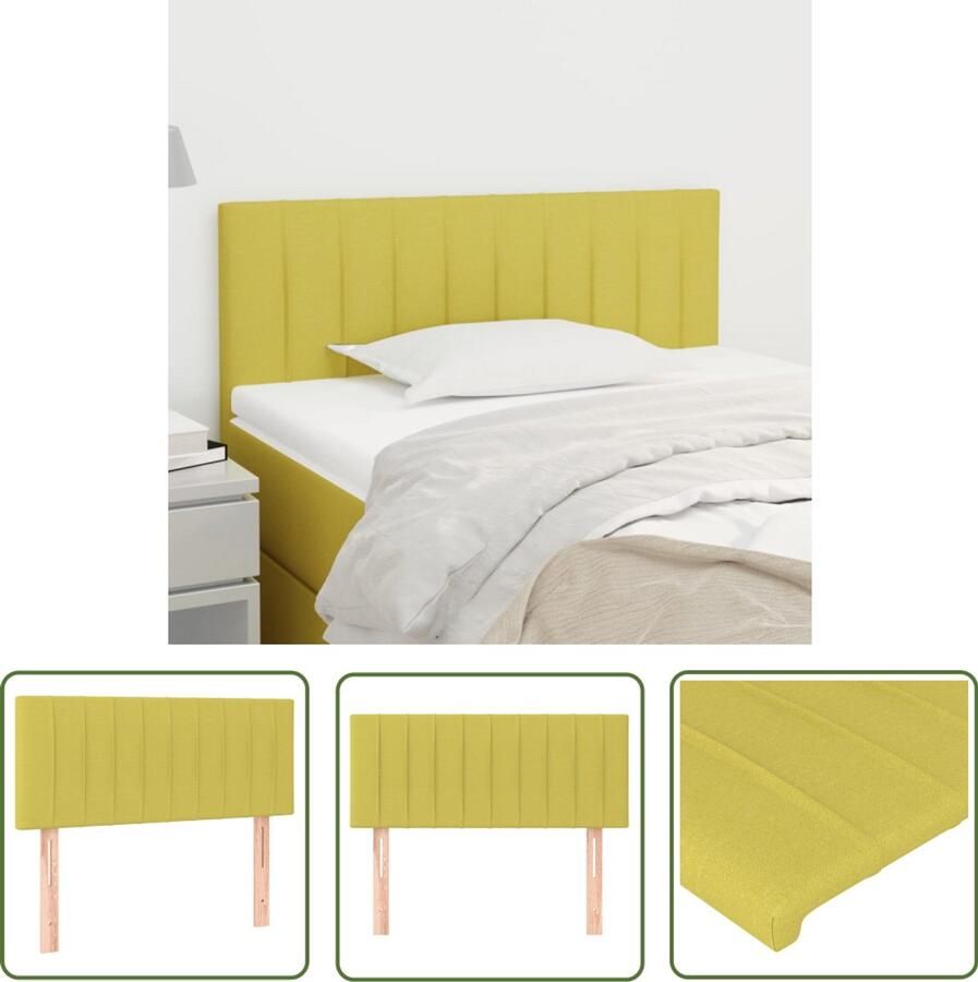VidaXL Hoofdbord Stof Groen 100x5x78 88 cm Hoofd Bord Bed Hoofdbord Hoofdkussen Slaap Accessoires Stoffen Hoofdborden Green Bedroom Decor