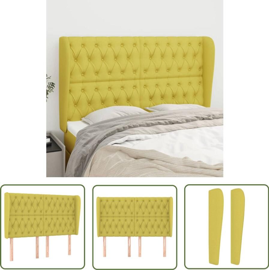 VidaXL Hoofdbord Stof Groen 147x23x118 128 cm Hoofd Bord Hoofdkussen Bed Accessoires Slaap Kamer Decoratie Stoffen Hoofdborden Groen Hoofdbord