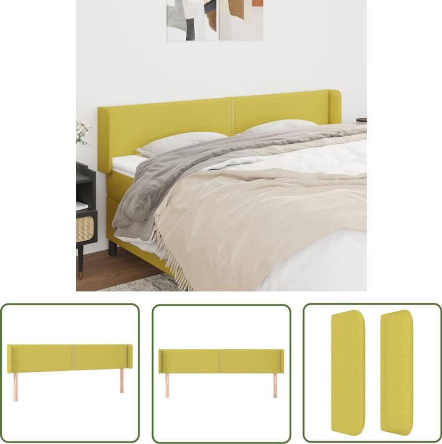 VidaXL Hoofdbord Stof Groen 163x16x78 88 cm Hoofd Bord Hoofdkussen Beddecoratie Slaapkamer Decoratie Groene Kamer Modern Hoofdbord Stoffen Hoofdbord