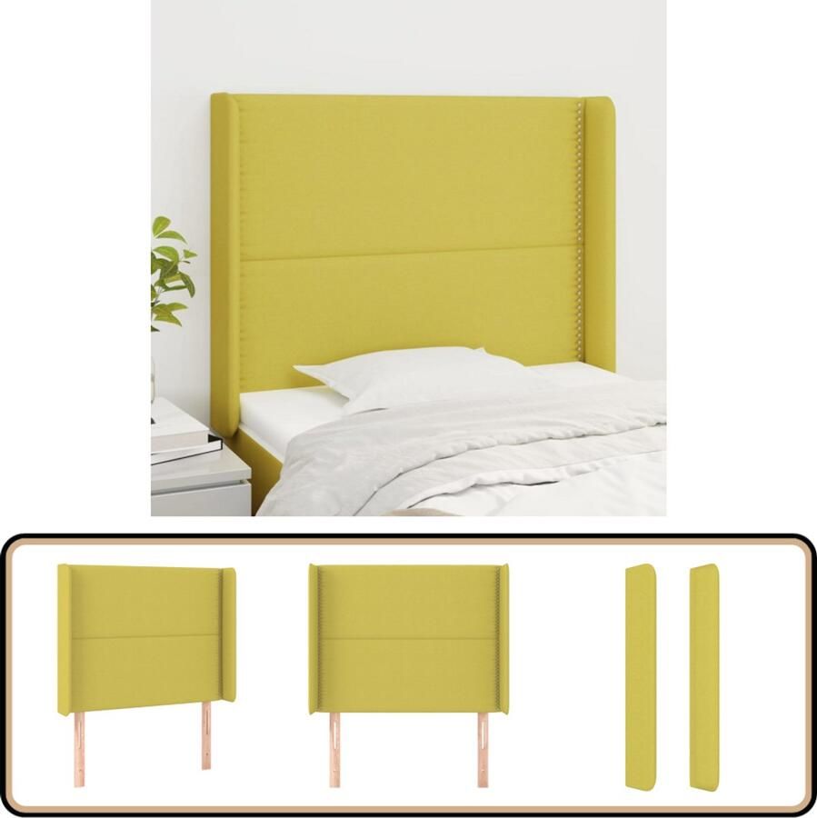 VidaXL Hoofdbord Stof Groen 83x16x118 128 cm Klassieke Hoofdbord Hoofdboard Hoofdkussen Beddecoratie Slaapcomfort Stoffen Hoofdbord Groen Hoofdbord Leeshoek Tv Hoek