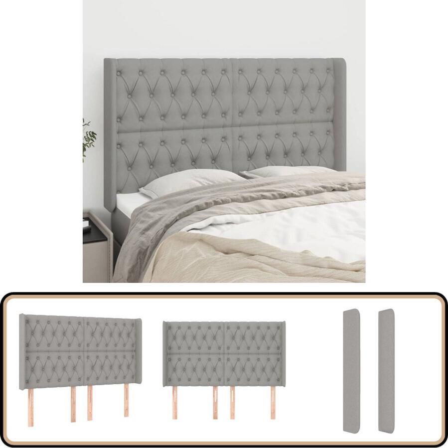 VidaXL Hoofdbord Stof Lichtgrijs 147x118 128 cm Hoofd Bord Hoofdeinde Bed Ombouw Bed Accessoires Slaap Kamer Meubels Stoffen Hoofdbord Grijs Hoofdbord