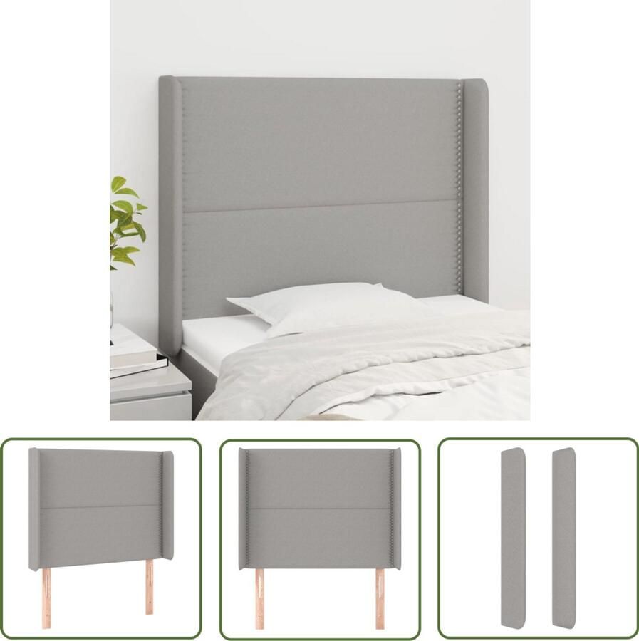 VidaXL Hoofdbord Stof Lichtgrijs 93x16x128 cm Hoofd Bord Hoofdkussen Beddecoratie Slaap Accessoires Bedroom Furniture Kamermeubilair Grijs Meubilair
