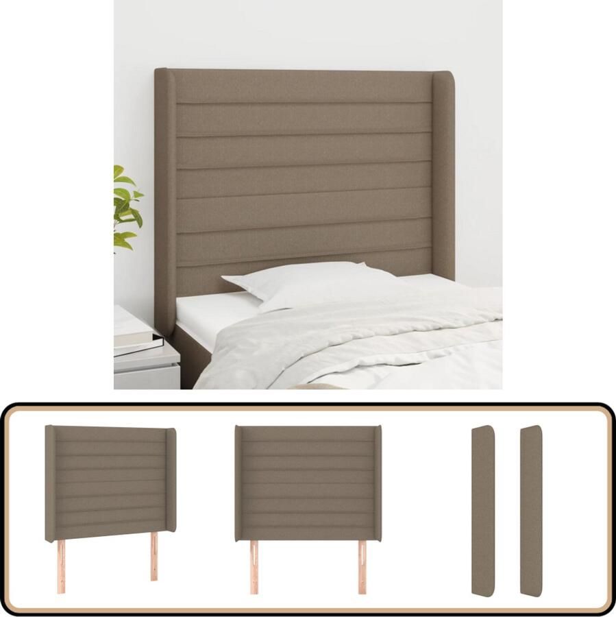 VidaXL Hoofdbord Stof Taupe 103x16x118 128 cm Hoofd Bord Hoofdkussen Bedkoren Slaap Accessoires Taupecouleur Stoffen Hoofdborden Comfortabele Ondersteuning Leeshoek
