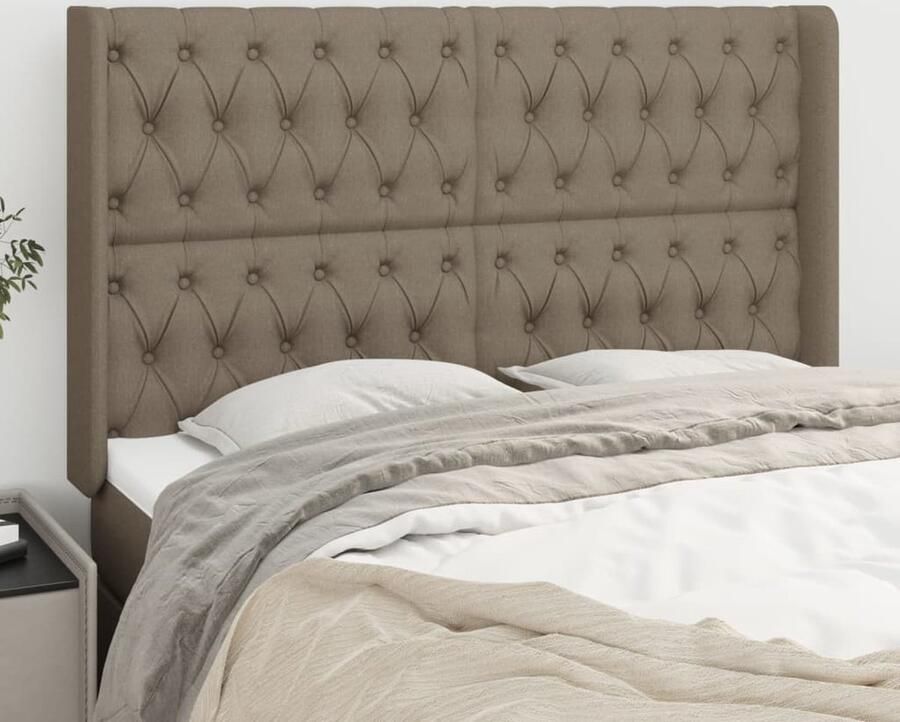 VidaXL Hoofdbord stof taupe 147x16x118 128 cm Hoofd Bord Bedhoofdbord Tufted Headboard Stoffen Hoofdbord Beige Hoofdbord Modern Hoofdbord Landelijke Hoofdbord - Foto 2