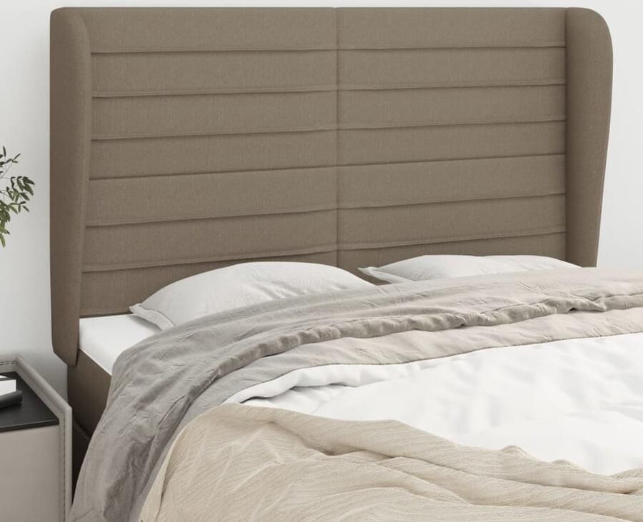 VidaXL Hoofdbord Stof Taupe 147x23x118 128 cm Hoofd Bord Hoofdborden Beddecoratie Klassiek Hoofdbord Stoffen Hoofdbord Taupe - Foto 2