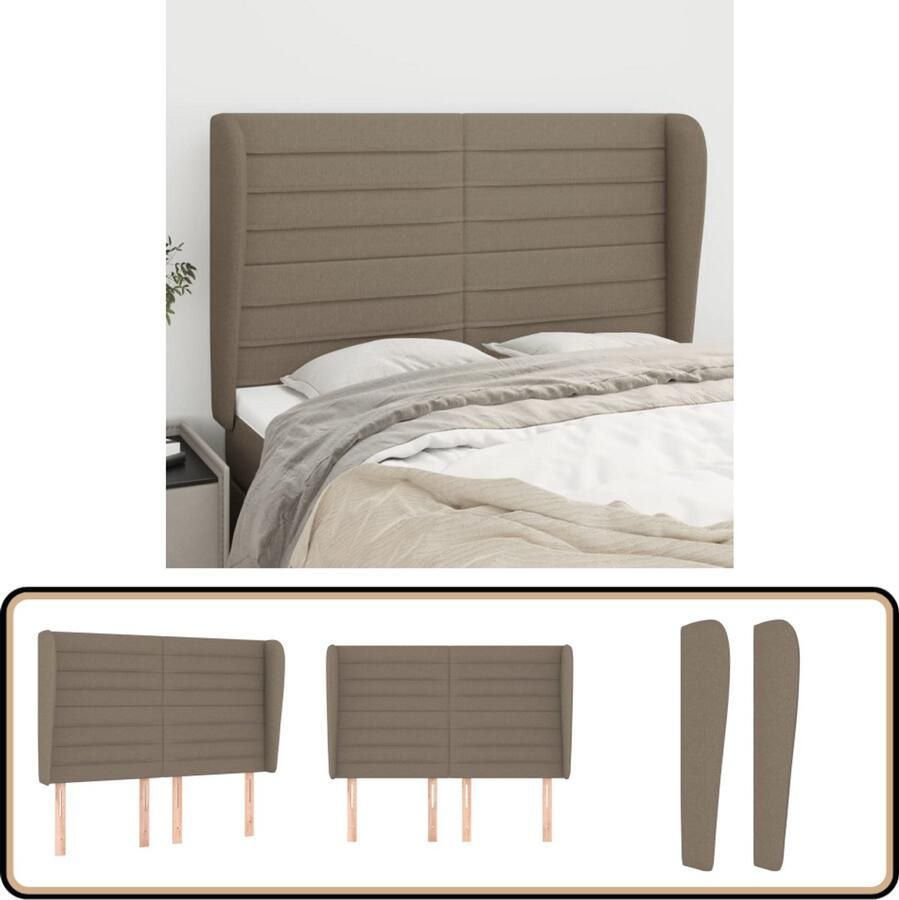VidaXL Hoofdbord Stof Taupe 147x23x118 128 cm Hoofd Bord Hoofdborden Beddecoratie Klassiek Hoofdbord Stoffen Hoofdbord Taupe