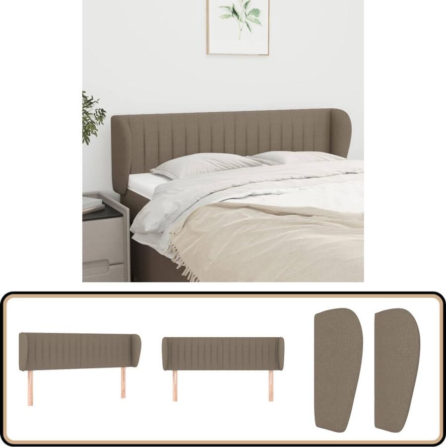 VidaXL Hoofdbord Stof Taupe 147x23x78 88 cm Hoofd Bord Hoofdkussen Beddecoratie Klassiek Hoofdbord Tapijt