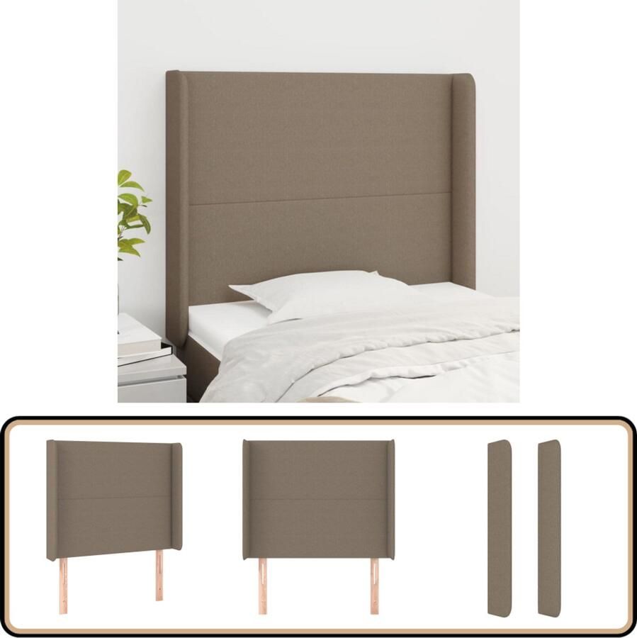 VidaXL Hoofdbord Stof Taupe 93x16x118 128 cm Hoofd Bord Beddecoratie Hoofdeinde Slaapkamers Taupes Kleur