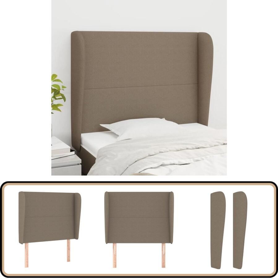 VidaXL Hoofdbord Stof Taupe 93x23x118 128 cm Hoofd Bord Hoofdeinde Beddecoratie Stoffen Hoofdbord Tapijt Beige
