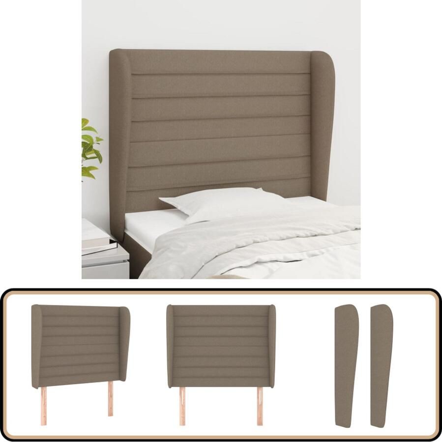 VidaXL Hoofdbord Stof Taupe 93x23x118 128 cm Hoofd Bord Hoofdkussen Beddecoratie Stoffen Hoofdborden Taupe Kleuren Klassiek Design Adjustable Height Leeshoek