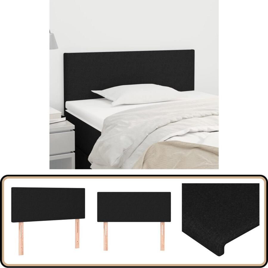 VidaXL Hoofdbord 90x5x78 88 cm Stof Zwart Hoofd Bord Hoofdkussen Bed Accessoires Zwarte Hoofdborden Stoffen Hoofdborden Bed Styling