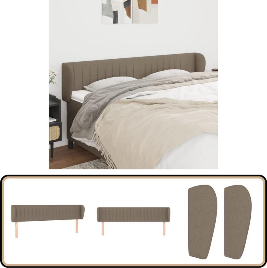 VidaXL Hoofdbord Taupe 163x23x78 88 cm Stof Hoofd Bord Hoofdeinde Beddecoratie Slaapkamers Taupecleur