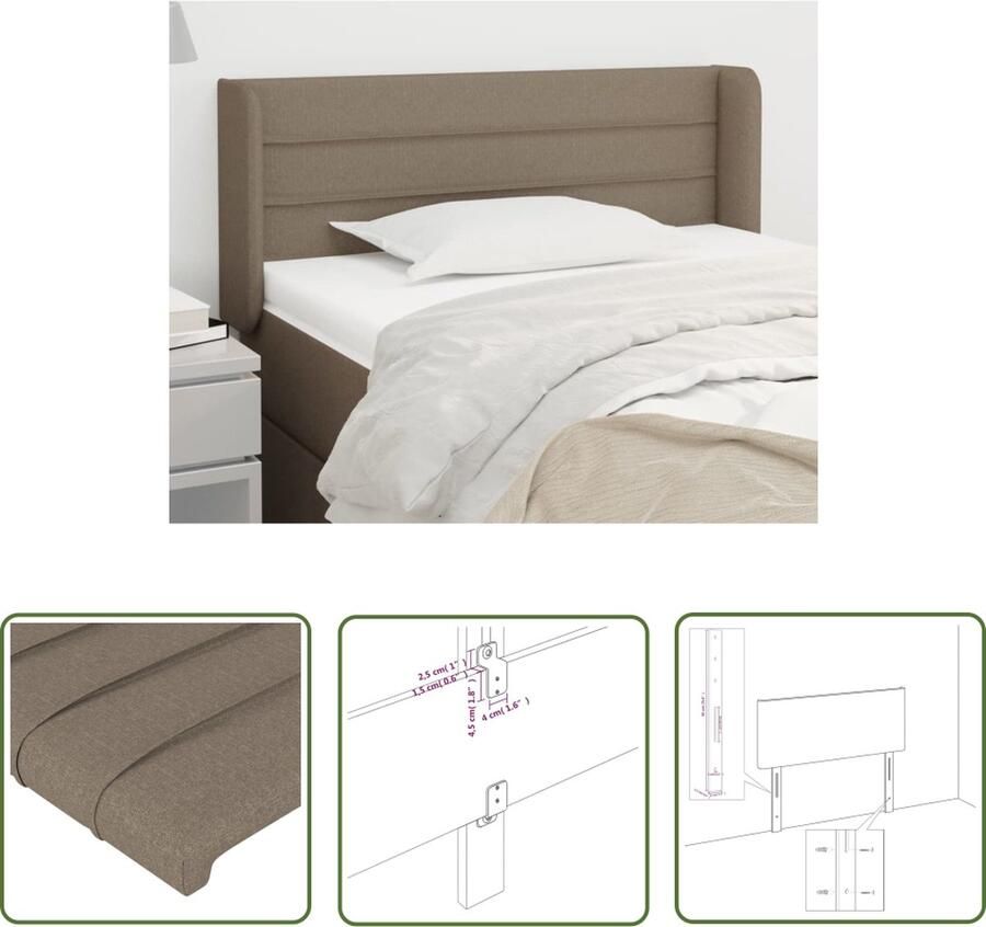 The Living Store Klassiek Hoofdbord 93 x 16 x 78 88 cm Taupe Ademend en Duurzaam Klassieke Hoofdbord Taupe Bedhoofd Klassiek Stoffen Hoofdbord Comfortabele Hoofdbord - Foto 2