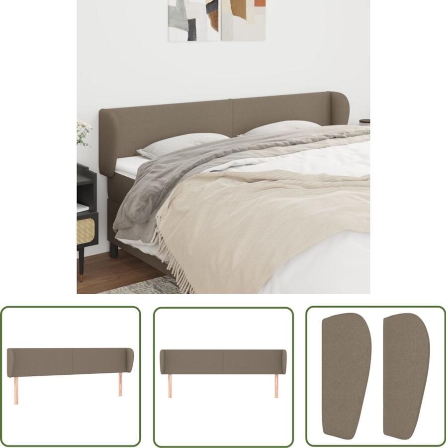 VidaXL Hoofdbord Taupe Stof 183x23x78 88 cm Hoofd Bord Hoofdbord Beddecoratie Slaap Accessoires Taupestof Tapijt