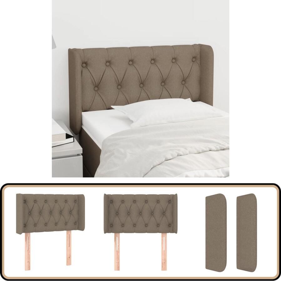 The Living Store Hoofdbord met randen 83x16x78 88 cm stof taupe Hoofd Bord Beddecoratie Hoofdkussen Slaapkamers Taupecleur