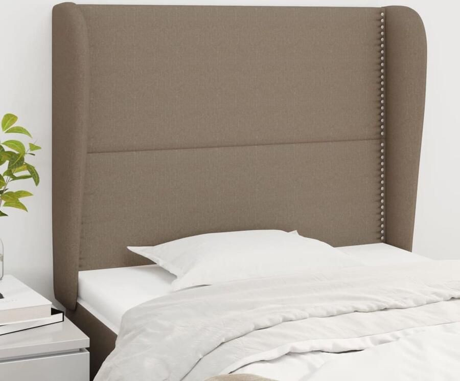 VidaXL Hoofdbord Taupe Stof 83x23x118 128 cm Hoofd Bord Hoofdeinde Beddecoratie Klassiek Hoofdbord Taupecloor Stoffen Hoofdbord Comfortabel Hoofdbord - Foto 2