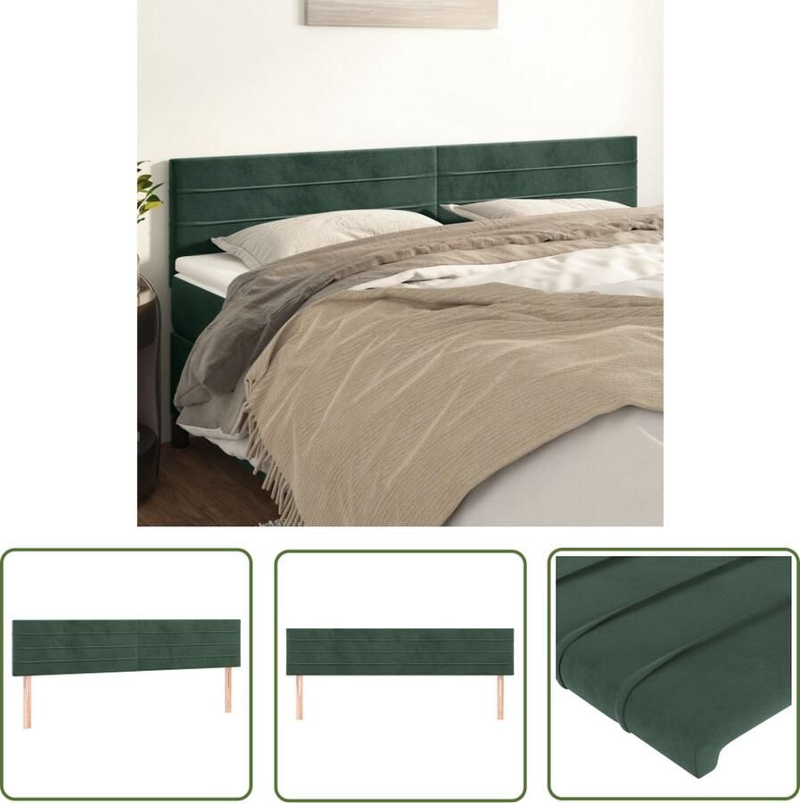 The Living Store Klassiek Hoofdbord donkergroen fluweel verstelbare hoogte stevige poten comfortabele ondersteuning Klassieke Hoofdbord Velvet Donkere Groene Hoofdbord Verhogen Bed Comfort Headboard