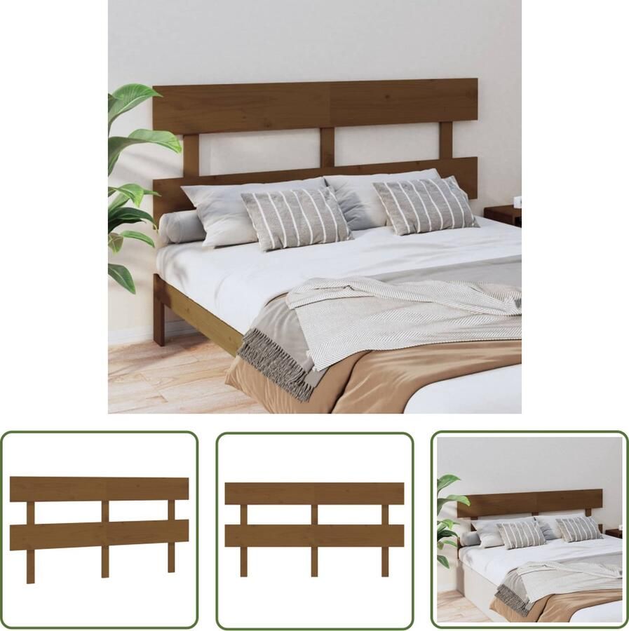 The Living Store Houten hoofdeinde Honingbruin 154 x 3 x 81 cm Massief grenenhout Houten Hoofdbord Voor Bed Hoofddekens Massief Hout Bruine Meubels