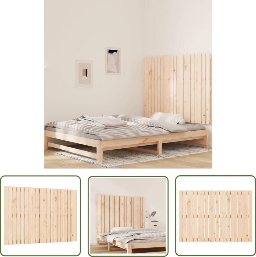 The Living Store Wandhoofdbord Massief Grenenhout 127.5 x 3 x 90 cm Klassiek design Wanddecoratie Hoofdbord Massief Hout Grenenhout Klassieke Design