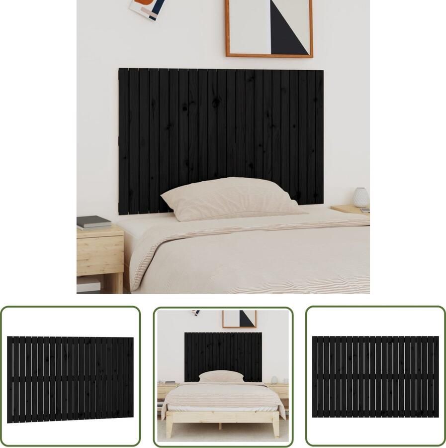 The Living Store Wandhoofdbord Black Solid Pine 140 x 3 x 90 cm Rustic Design Wanddecoratie Hoofdbord Slaapkamers Hout Grenenhout