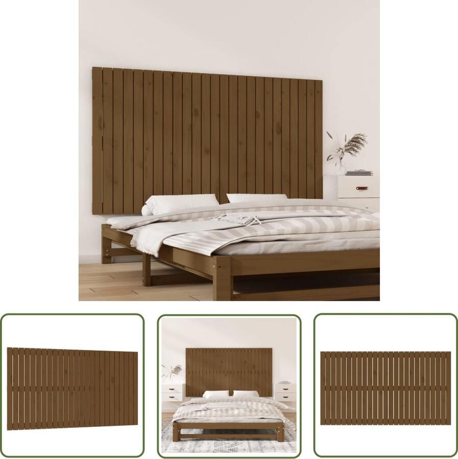 The Living Store Wandhoofdbord Grenenhout 159.5 x 3 x 90 cm Klassiek design Honingbruin Wanddecoratie Hoofdbord Slaapkamers Hout Grenenhout