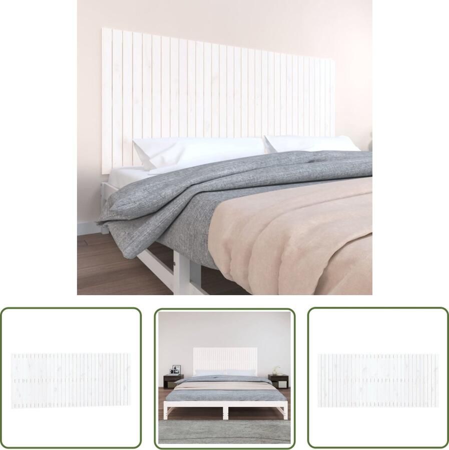The Living Store Houten Wandhoofdbord Massief grenenhout 204 x 3 x 90 cm Wit Wanddecoratie Hoofdbord Slaapkamers Hout Grenenhout