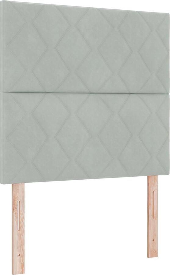 VidaXL Hoofdbord Diamantblokken Ontwerp Lichtgrijs 90 cm Velvet Hoofdbord Diamantblokken Ontwerp Lichtgrijs 180 cm Velvet