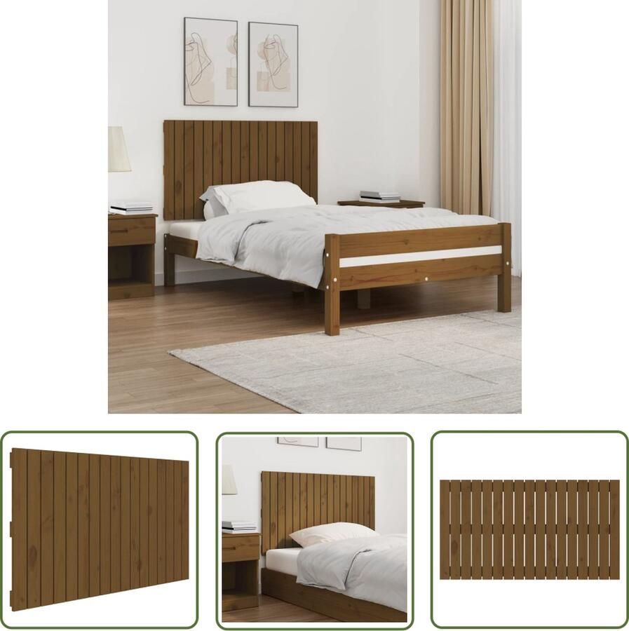 The Living Store Wandhoofdbord Massief grenenhout 108 x 3 x 60 cm Honingbruin Wandhoofdbord Hoofdbord Slaapkamer Decoratie Hout Meubilair Grenenhout