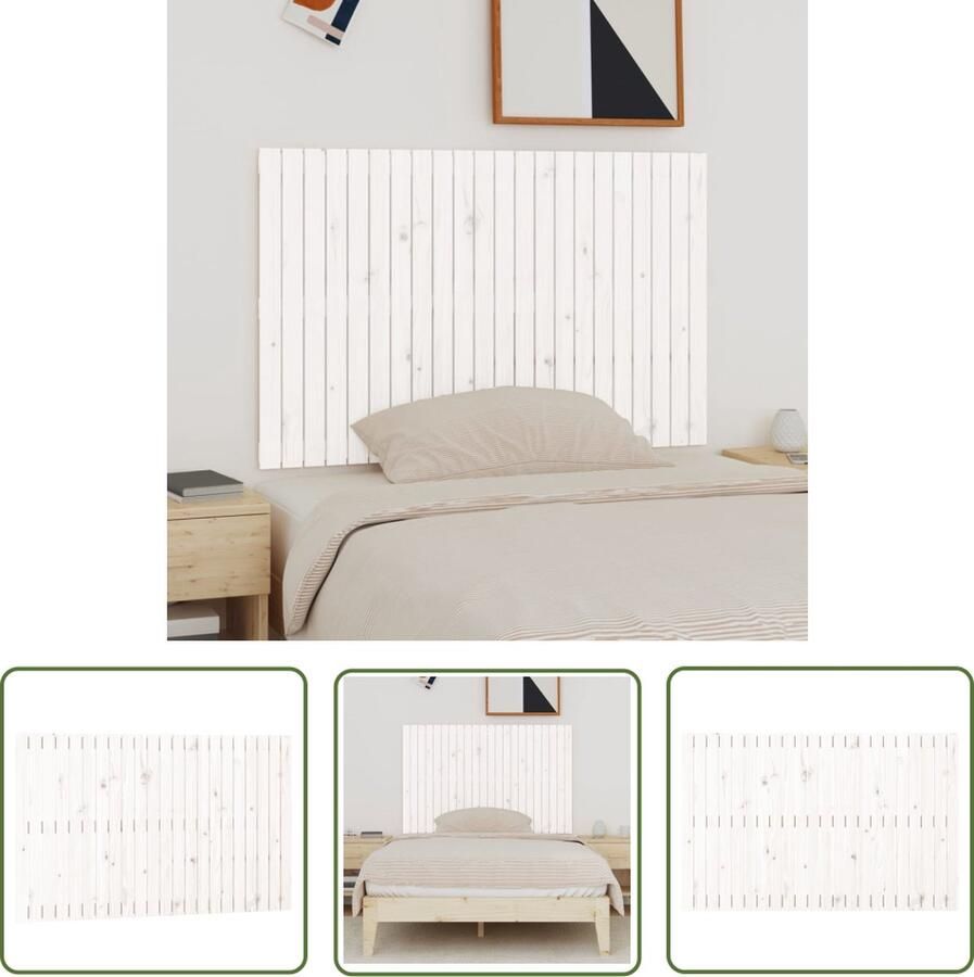 VidaXL Wandhoofdbord 140x3x90 cm massief grenenhout wit Wandhoofdbord Hoofdbord Slaapkamer Decoreren Grenenhout Meubels Vintage Meubel