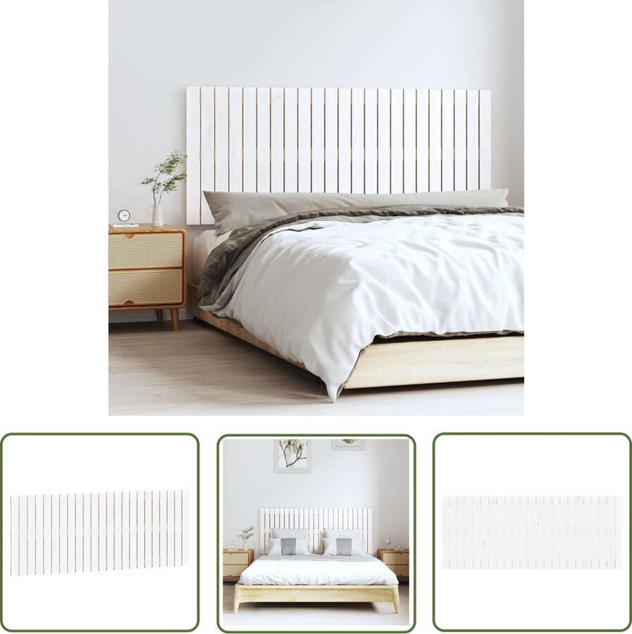 The Living Store Wandhoofdbord Massief grenenhout 147 x 3 x 60 cm Klassiek design Wandhoofdbord Hoofdbord Headboard Klassieke Design Grenenhout